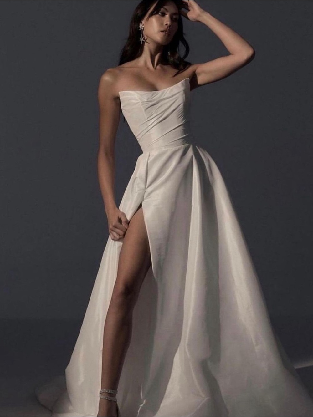 Kyha - Brinkley Gown - Strapless wedding gown with high slit.